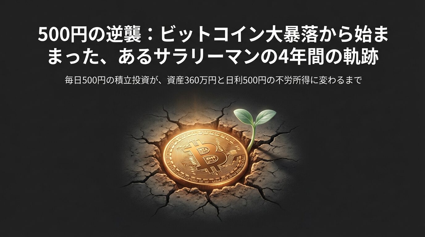 ビットコイン大暴落時に毎日500円積立を始めた結果【2021-2025】 | 暗号通貨：複利で増やすレンディング実践ログ