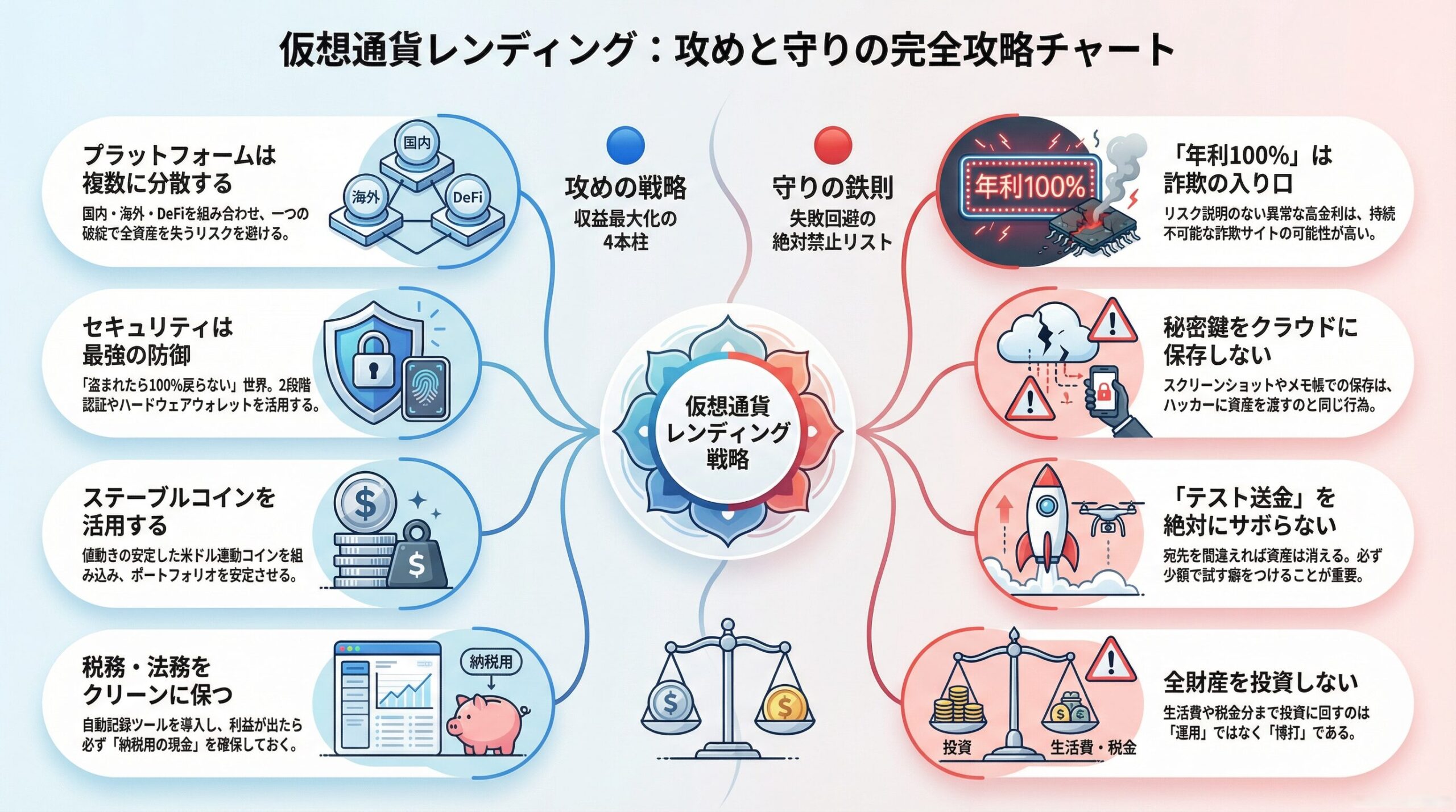 仮想通貨レンディングで数十万失った私が、二度と騙されないために作った「防衛マンダラチャート」 | 暗号通貨：複利で増やすレンディング実践ログ